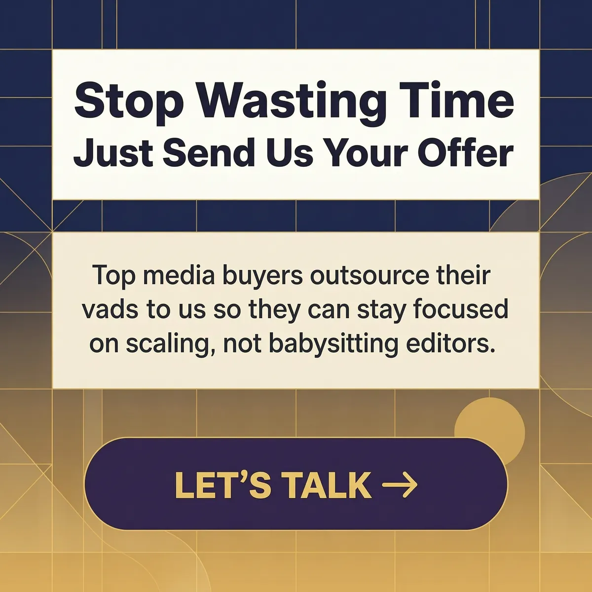 Stop Wasting Time. Just Send Us Your Offer. — KillerCreatives Facebook & TikTok video ad creative #1