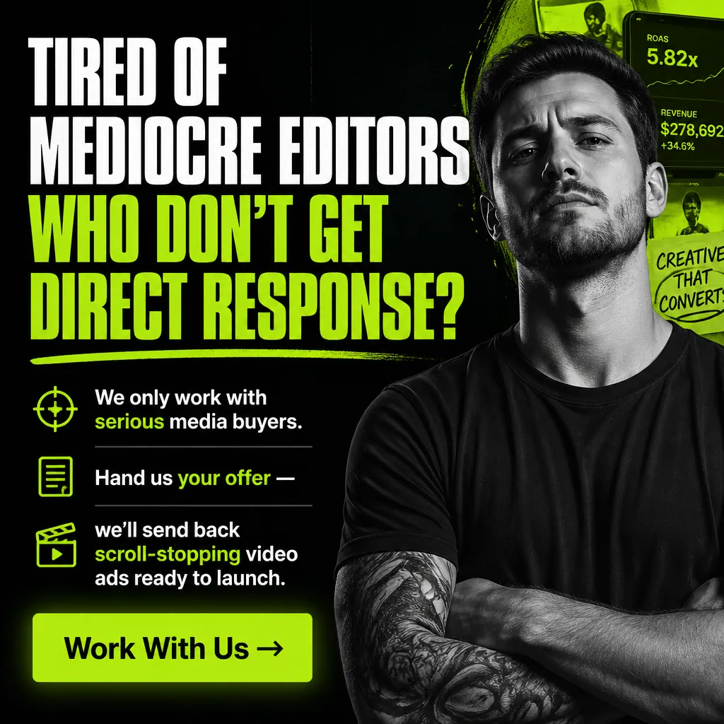 Tired Of Mediocre Editors Who Don't Get Direct Response? — KillerCreatives Facebook & TikTok video ad creative #2