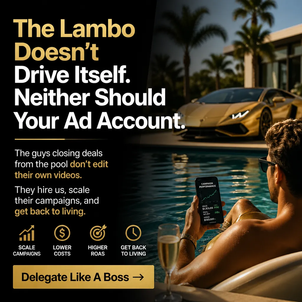 The Lambo Doesn't Drive Itself. Neither Should Your Ad Account. — KillerCreatives Facebook & TikTok video ad creative #1
