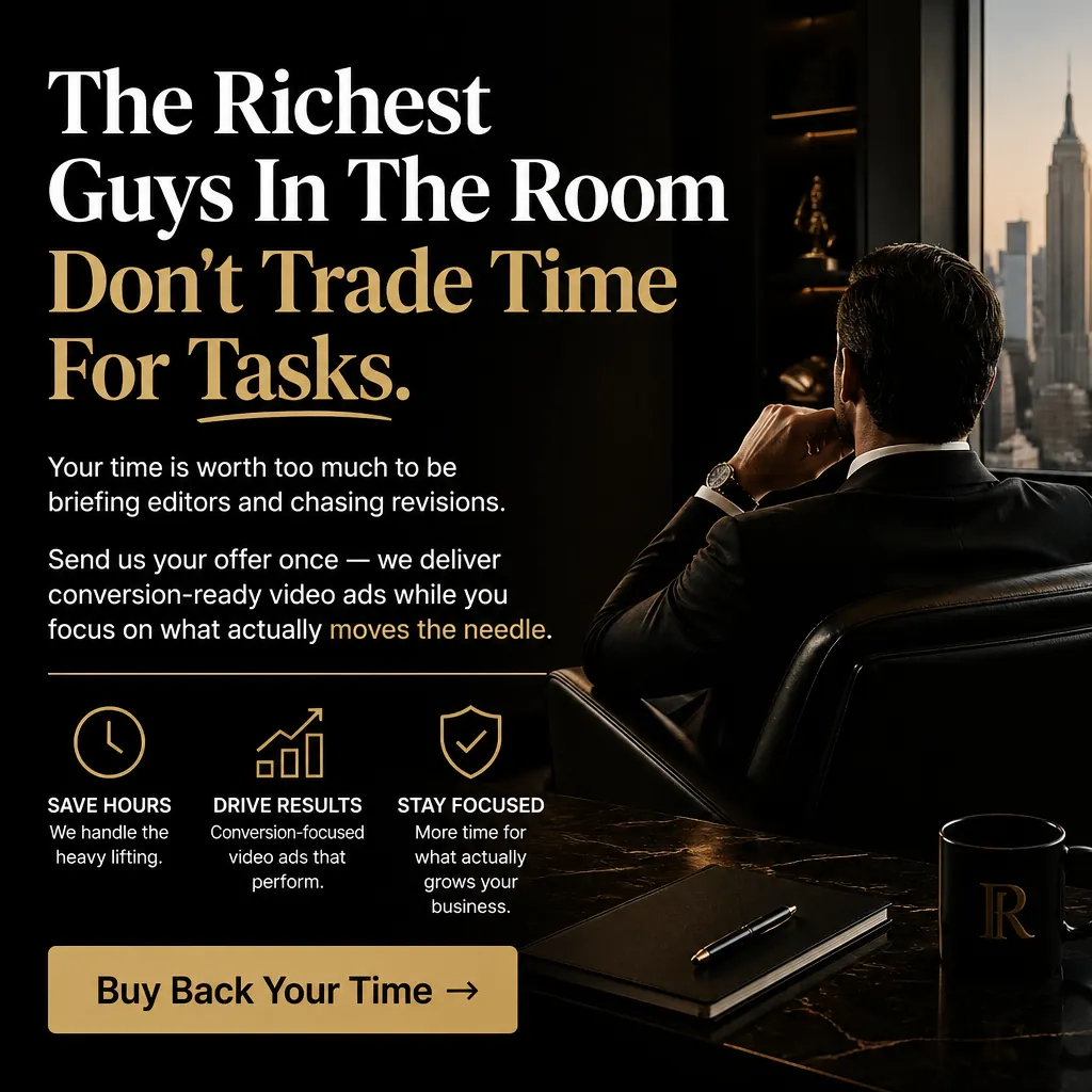 The Richest Guys In The Room Don't Trade Time For Tasks. — KillerCreatives Facebook & TikTok video ad creative #1