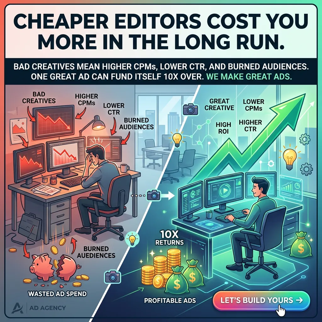 Cheaper Editors Cost You More In The Long Run. — KillerCreatives Facebook & TikTok video ad creative #6